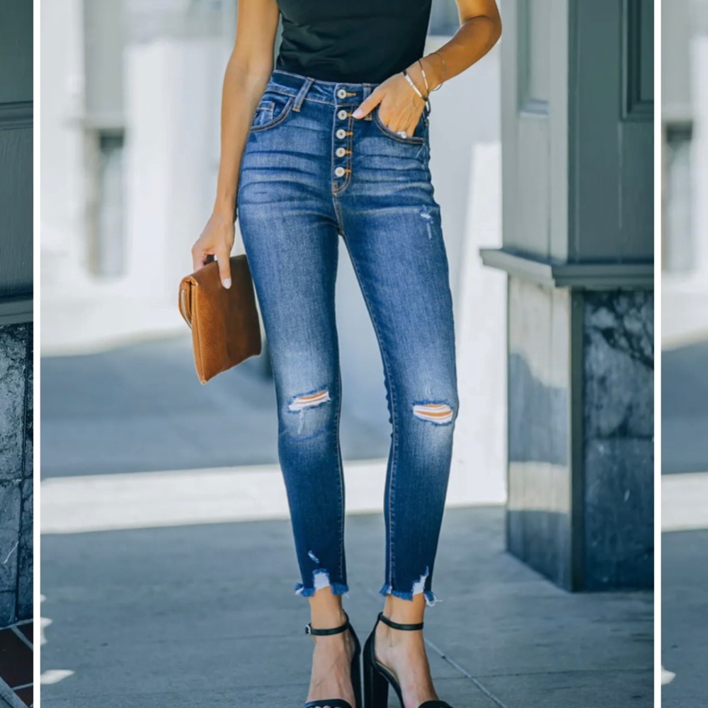 Frayed Ankle High Waisted Skinny